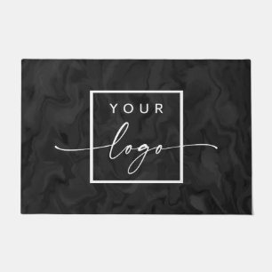 Custom logo dark marbled pattern business doormat