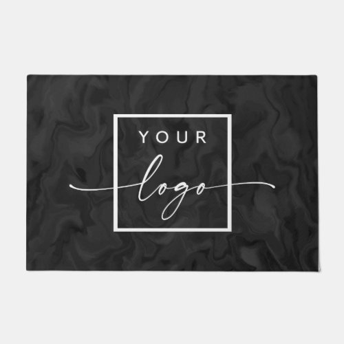 Custom logo dark marbled pattern business doormat