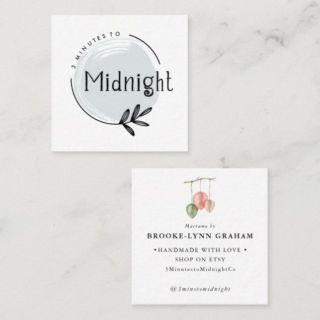 Custom Logo Design | Brooke Macrame Square Business Card (Front/Back)
