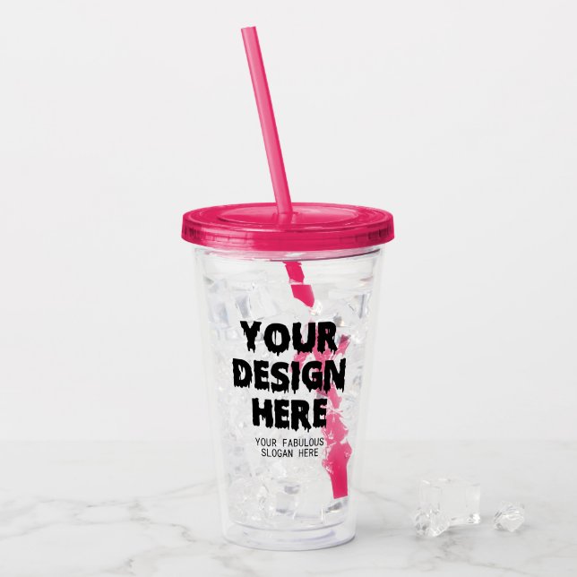 Custom Logo Design Image Corporate Text with Straw Acrylic Tumbler (Front Ice)