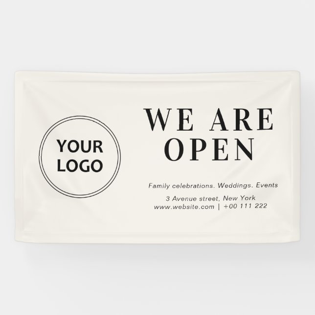 custom logo detail open business shop banner (Horizontal)