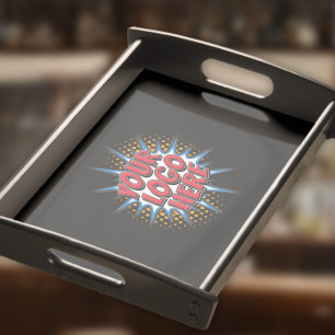 Custom Logo Drink or Food Black Serving Tray