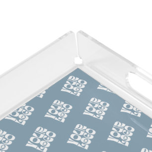 Custom Logo Dusty Blue Acrylic Tray Office Decor