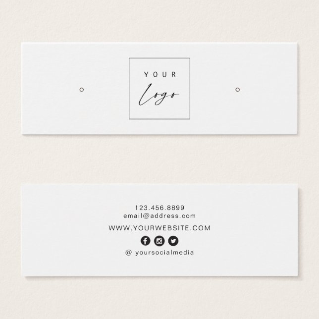 Custom Logo • Earring Hoops Studs Display Card   (Front & Back)