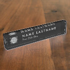 Custom Logo Elegant Black Desk Nameplate