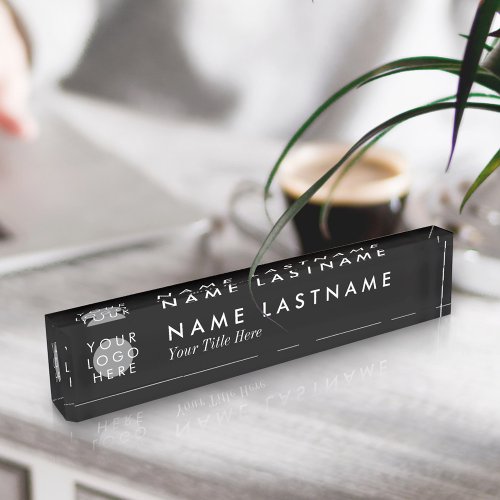 Custom Logo Elegant Black Desk Nameplate