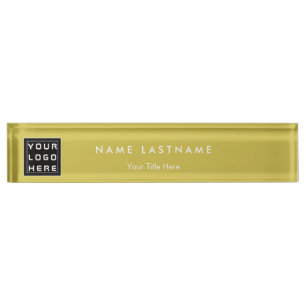 Custom Logo Elegant Black Desk Nameplate