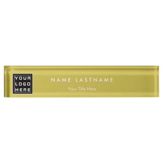Custom Logo Elegant Black Desk Nameplate (Front)