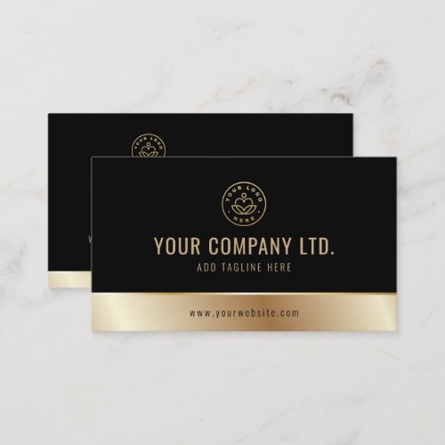 Custom Logo Elegant Black Gold QR Code Business Card