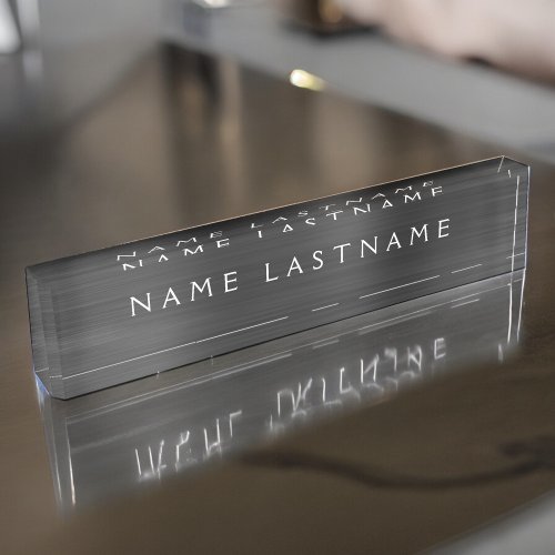 Custom Logo Elegant Black White Desk Desk Name Plate
