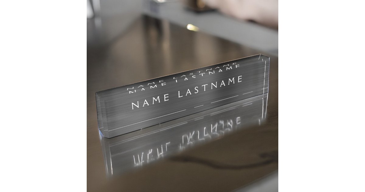 Custom Logo Elegant Black White Desk Name Plate | Zazzle