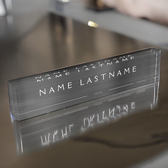 Custom Logo Elegant Black White Desk Name Plate (Creator Uploaded)