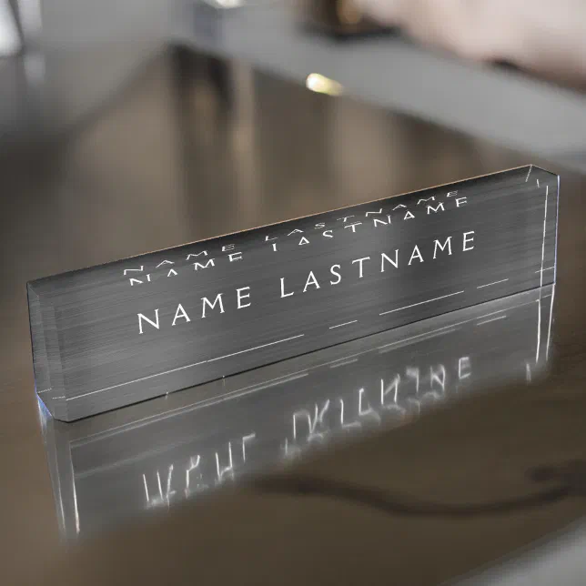 Custom Logo Elegant Black White Desk Name Plate | Zazzle