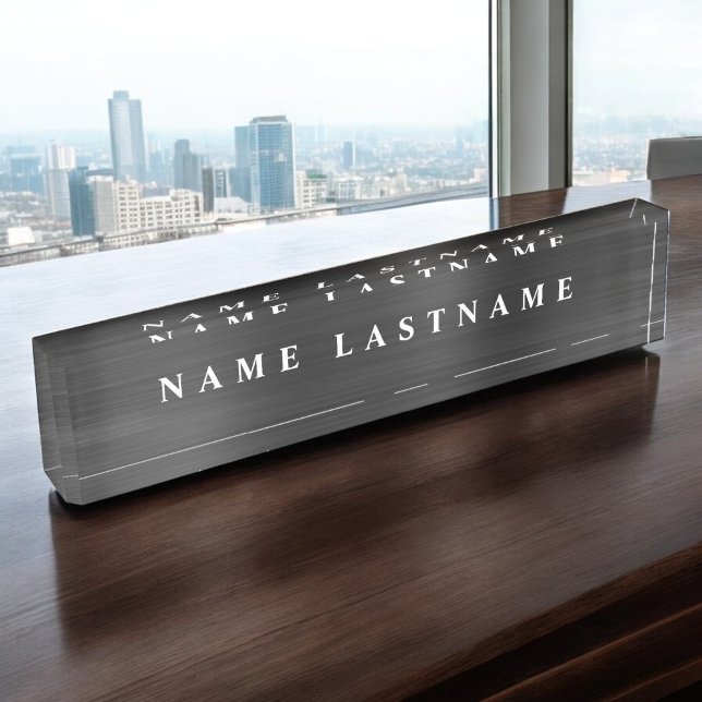 Custom Logo Elegant Black White Desk Name Plate (Creator Uploaded)