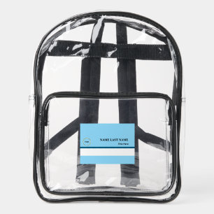 Custom Logo Elegant Dusty Blue White Magnet Clear Backpack