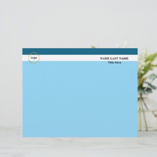 Custom Logo Elegant Dusty Blue White Magnet Letterhead