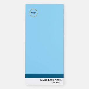 Custom Logo Elegant Dusty Blue White Magnet Magnetic Notepad