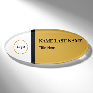 Custom Logo Elegant Dusty Blue White Magnet Name Tag