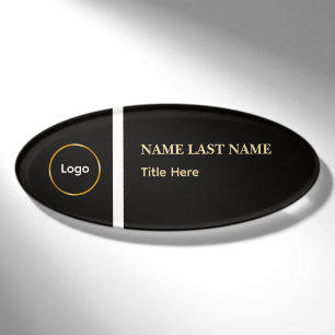Custom Logo Elegant Dusty Blue White Magnet Name Tag