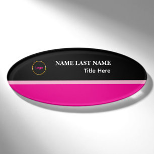 Custom Logo Elegant Dusty Blue White Magnet Name Tag