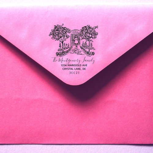 Custom Logo Elegant Family Name Return Address Rubber Stamp