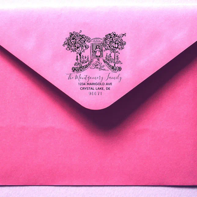 Custom Logo Elegant Family Name Return Address Rubber Stamp | Zazzle