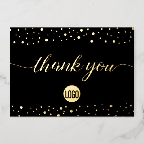 Custom Logo Elegant Gold Black Business Thank you  Foil Invitation