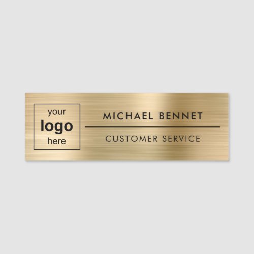 Custom Logo Elegant Gold Professional Business Name Tag