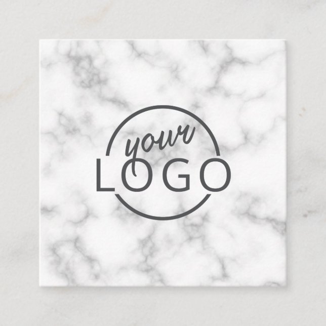Custom logo elegant marble square business card (Front)