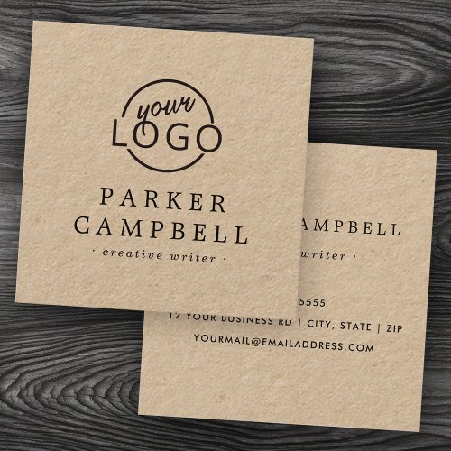 Custom logo elegant minimalist Kraft paper Square Business Card