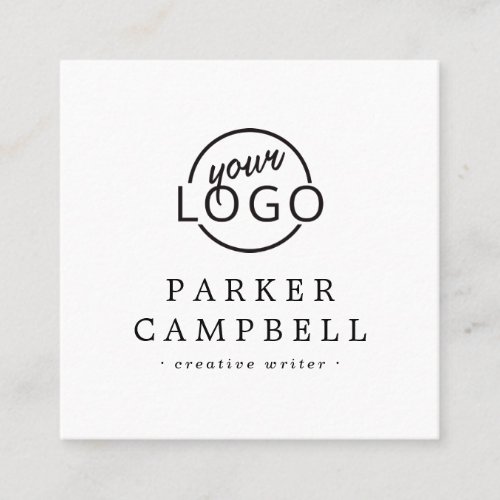 Custom logo elegant minimalist white square business card