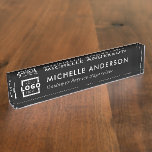 Custom Logo Elegant Modern Minimalist Black White Desk Name Plate Custom Logo Elegant Modern Minimalist Black White Desk Name Plate