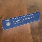 Custom Logo Elegant Navy Blue Desk Nameplate