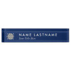 Custom Logo Elegant Navy Blue Desk Nameplate
