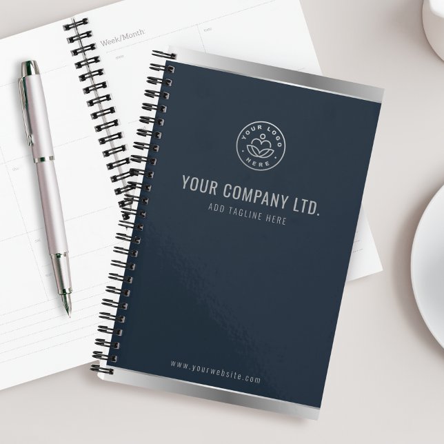 Custom Logo Elegant Navy Blue Silver Planner (Creator Uploaded)