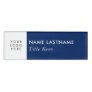 Custom Logo Elegant Navy Blue White Magnet Title Name Tag