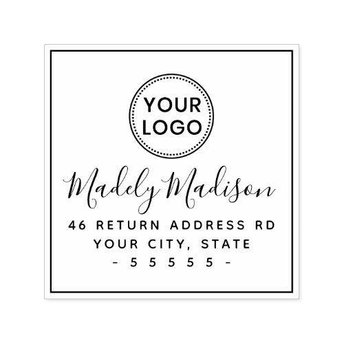 Custom logo elegant script return address self_inking stamp