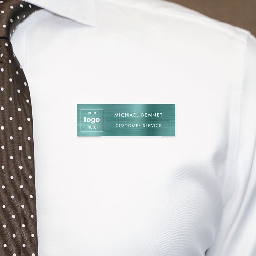 Custom Logo Emerald Green Professional Business Name Tag