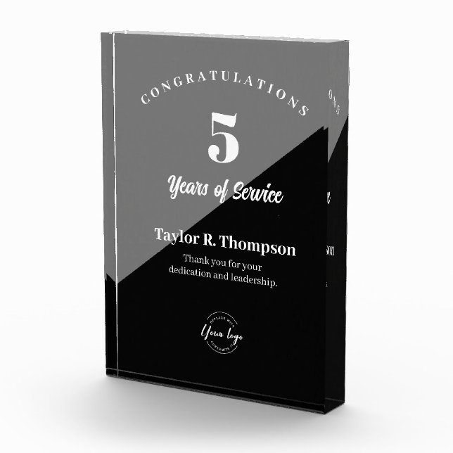 Custom logo Employee 5 years of service vertical Acrylic Award (Right)