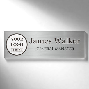 Custom Logo Employee gris and black 2026 Trends Name Tag