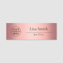 Custom Logo Employee ID Blush Pink Name Tag