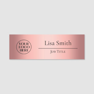 Custom Logo Employee ID Blush Pink Name Tag