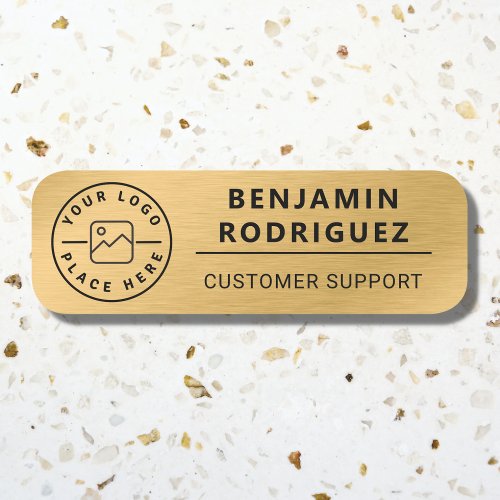 Custom Logo Employee Magnetic Faux Gold Name Tag
