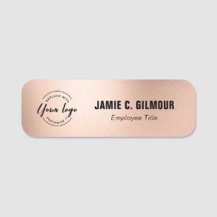 Custom Logo Employee Magnetic Faux Rose Gold Name Tag