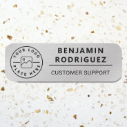 Custom Logo Employee Magnetic Faux Silver Name Tag at Zazzle