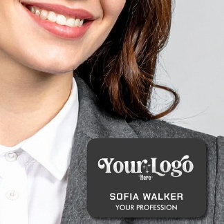 Custom Logo Employee Magnetic Or Safety Pin Black Name Tag