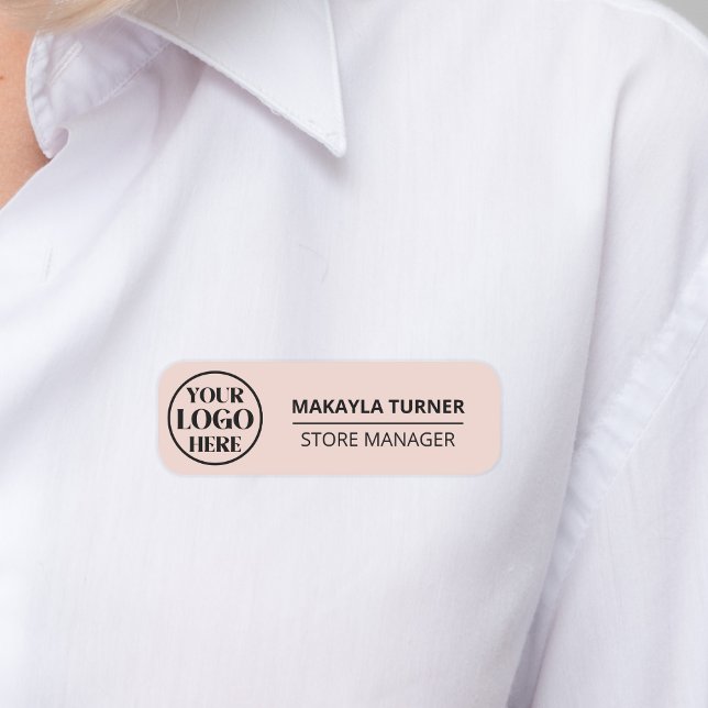 Custom Logo Employee Magnetic Or Safety Pin Pink Name Tag (Creator Uploaded)