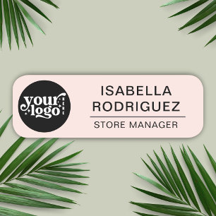 Custom Logo Employee Magnetic Or Safety Pin Pink Name Tag