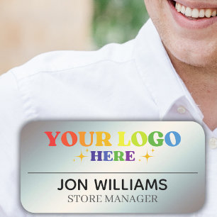 Custom Logo Employee Magnetic Or Safety Pin Silver Name Tag