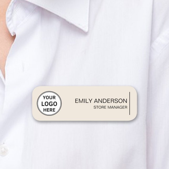 Custom Logo Employee Magnetic Safety Pin Beige Name Tag (Custom Logo Employee Magnetic Safety Pin Beige Name Tag)